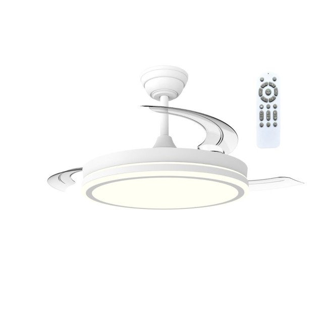 Ventilador de techo retractil kuma blanco LED regulable 106 cm