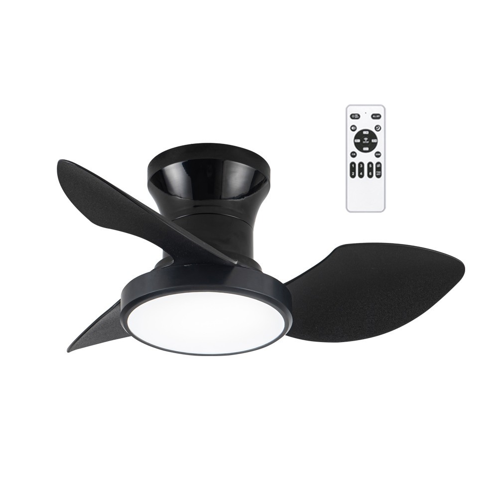 Ventilador de techo pequeño con luz LED 20w milfero negro cct dim ø66cm