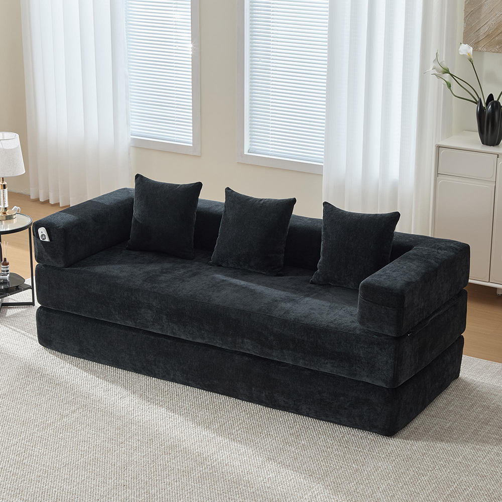 Komhtom,chenilla,sofá diy,diseño modular,negro