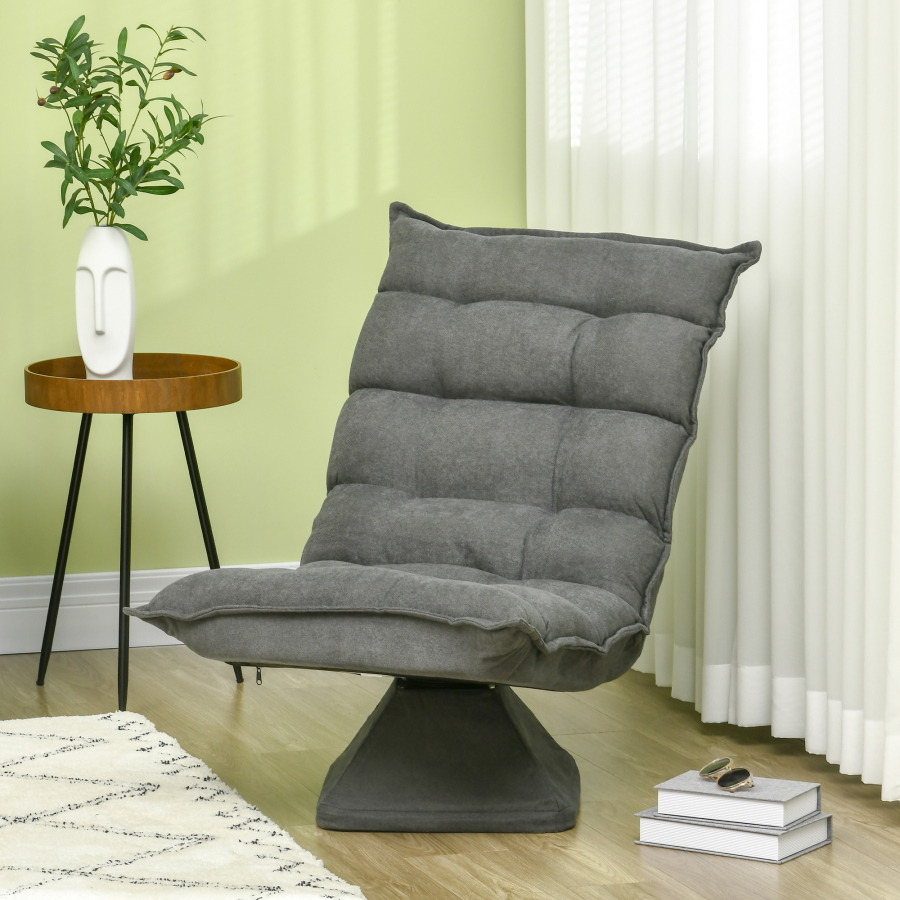 Sillón giratorio reclinable gris de acero para salón y oficina 120 kg