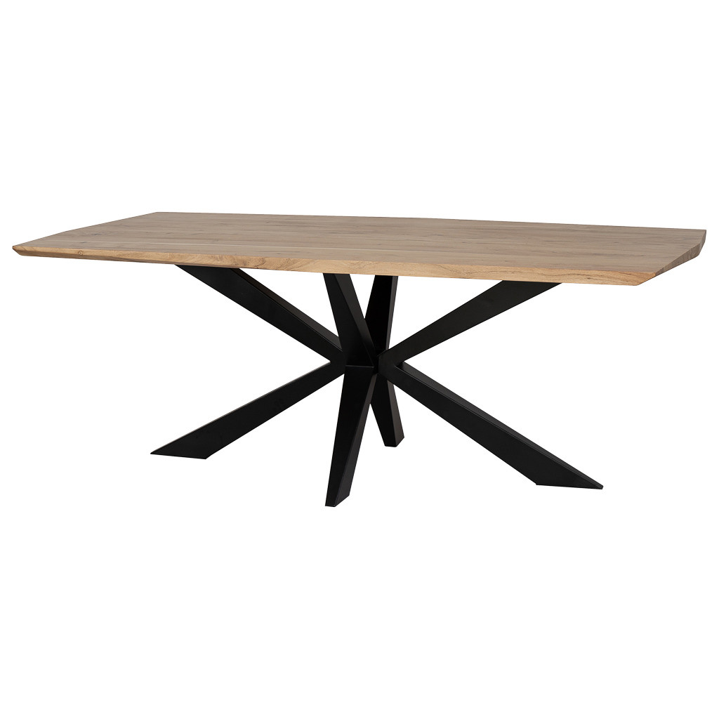Mesa de comedor borde conico de madera de acacia natural 200x100x76