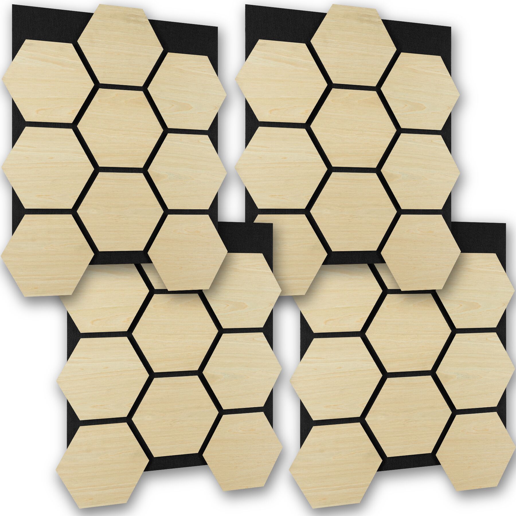 Tectake 4 paneles de pared, mdf absorbente, 76x62x1,8 cm, roble claro