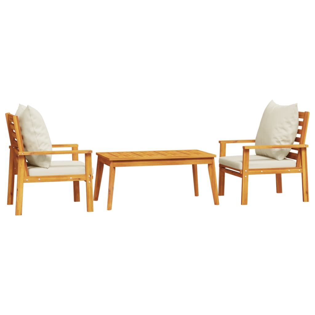 vidaXL set de muebles para jardín 3 piezas con cojines madera acacia