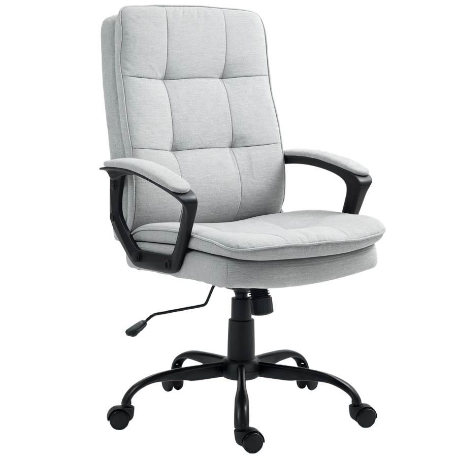 Silla de oficina ergonómica gris giratoria altura ajustable basculante