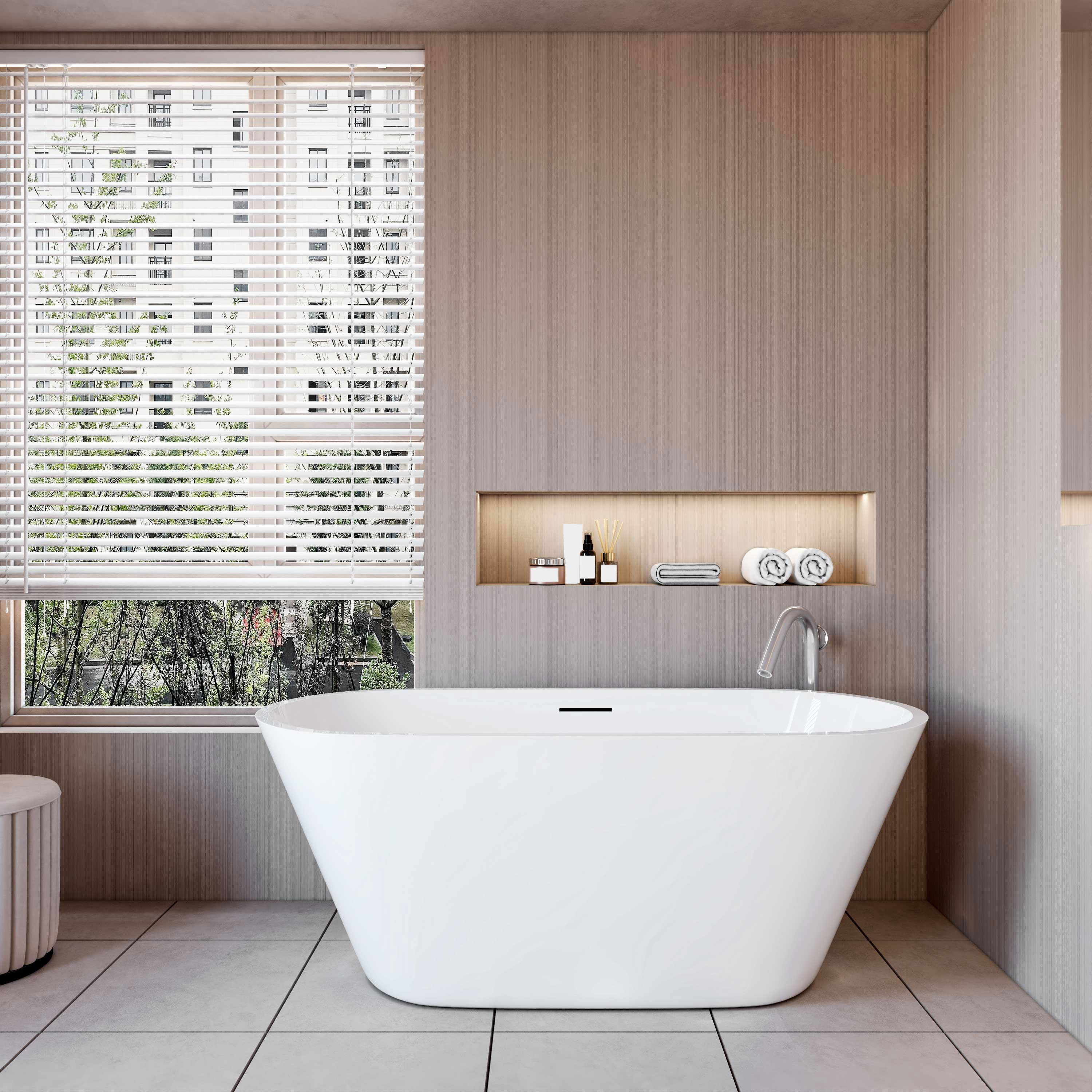 Aica bañera acrílica exenta ovalada,1500x700x580mm,blanco
