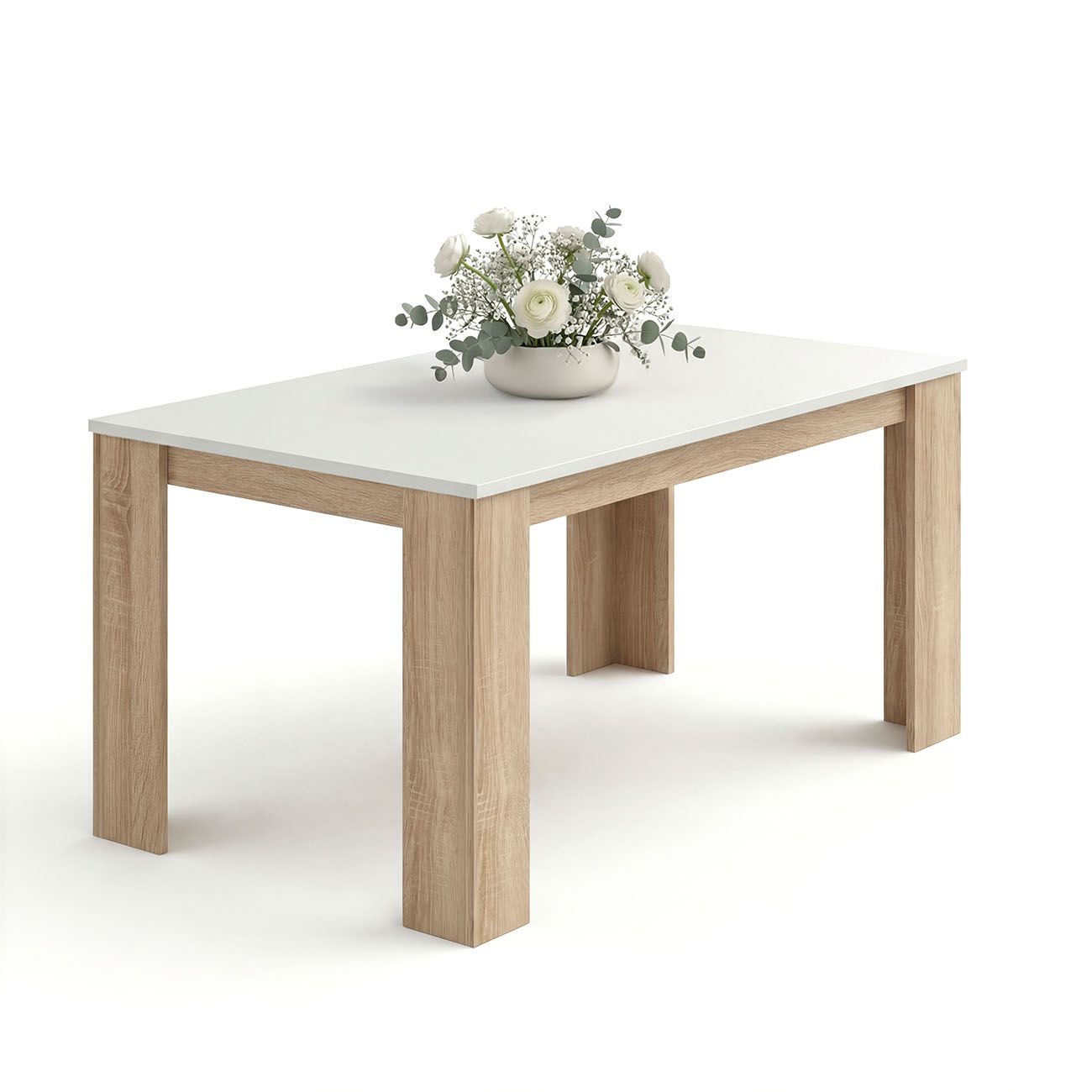 Mesa de comedor fija 140x80 cm naya roble canadian - blanco artik