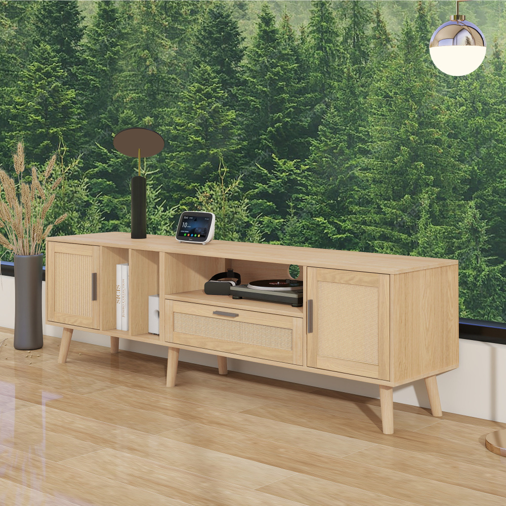Mueble de tv para salón 2 puertas y 1 cajón roble 52x180x39cm