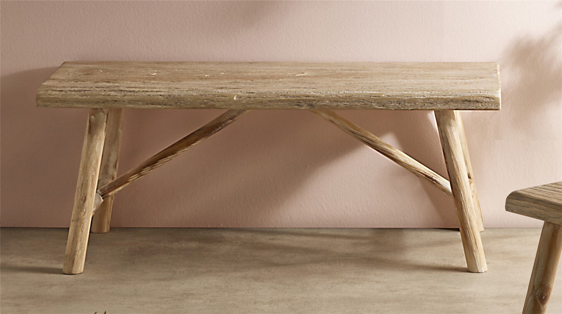 Banqueta rustica madera natural 98 cms. 98x38x40 cms