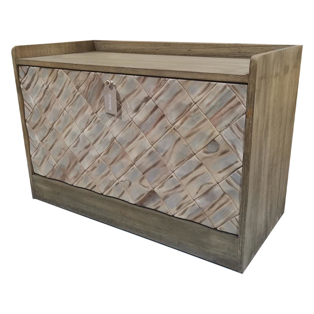 Banqueta zapatero de madera marrón 80x38x53