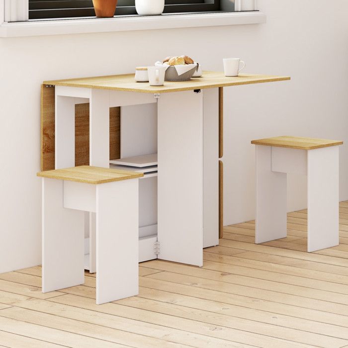 Mesa consola plegable edi 4 taburetes blanco 103 cm