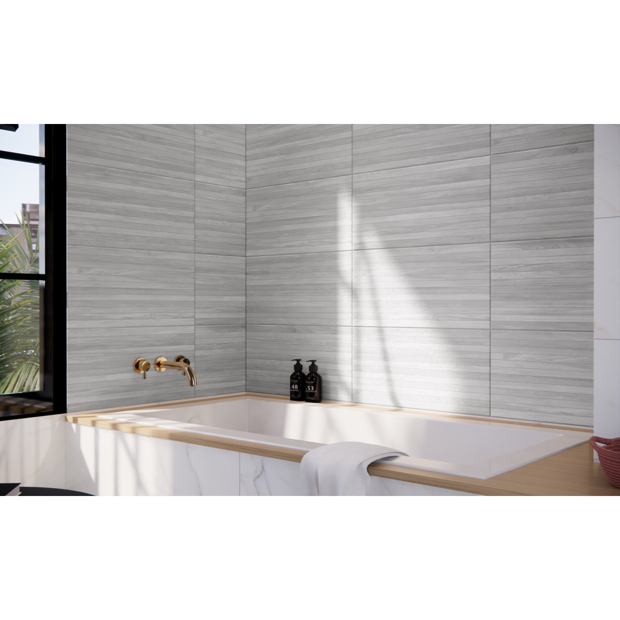 Revestimiento pasta blanca Leño gris 30x60 cm