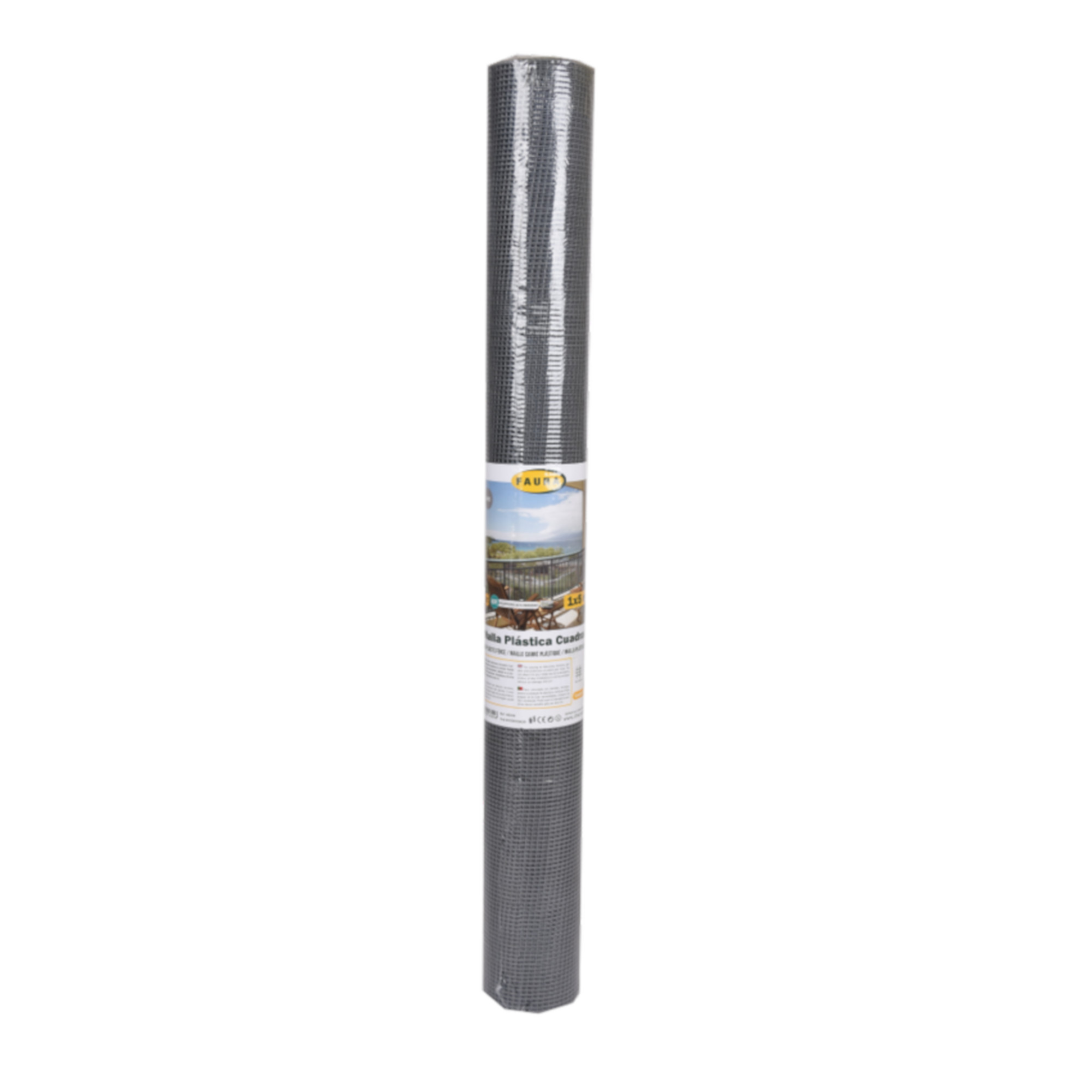 Malla plastificada gris cuadrada 1x5 m.