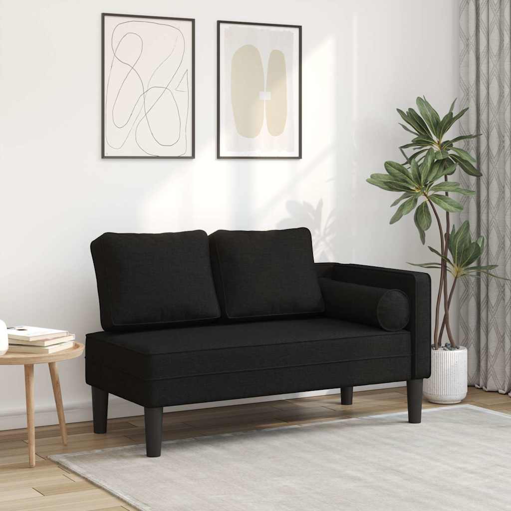 Sofá diván con cojines tela negro oif216090