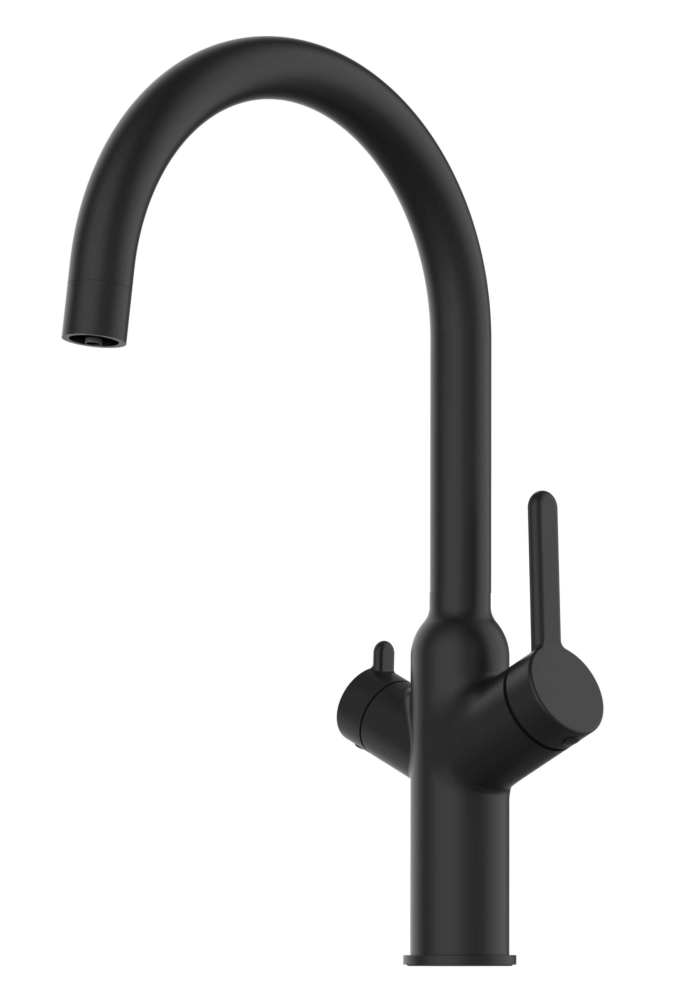 Grifo de cocina 4 vías negro con caño alto u giratorio 360°, BOD