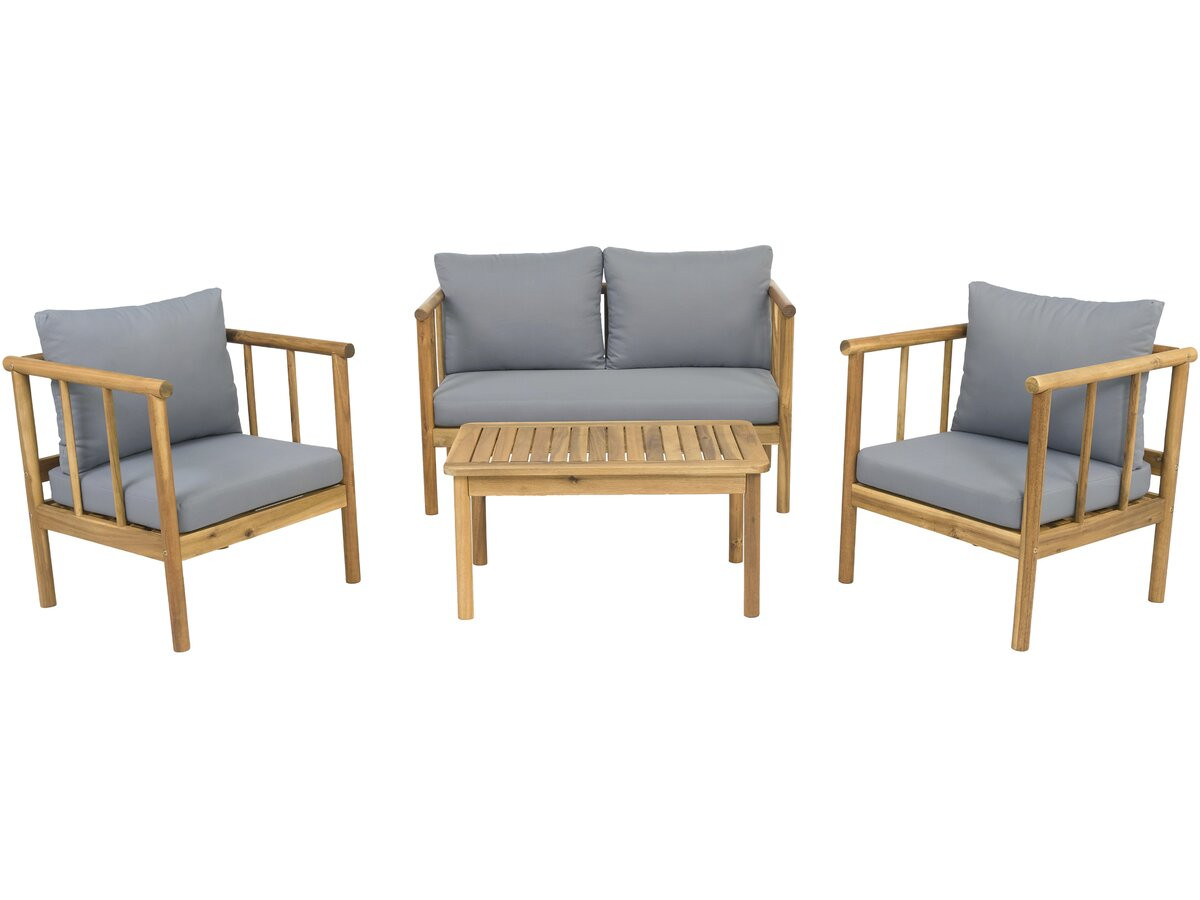Conjunto de jardín de madera con cojines incluidos <<milano>> - 4 plazas -