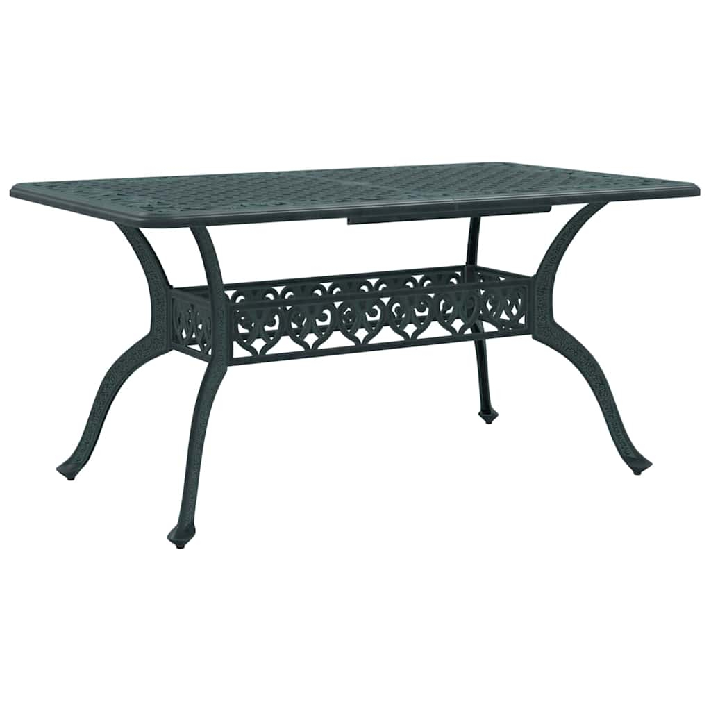 vidaXL mesa de jardín aluminio fundido verde 150x90x72 cm