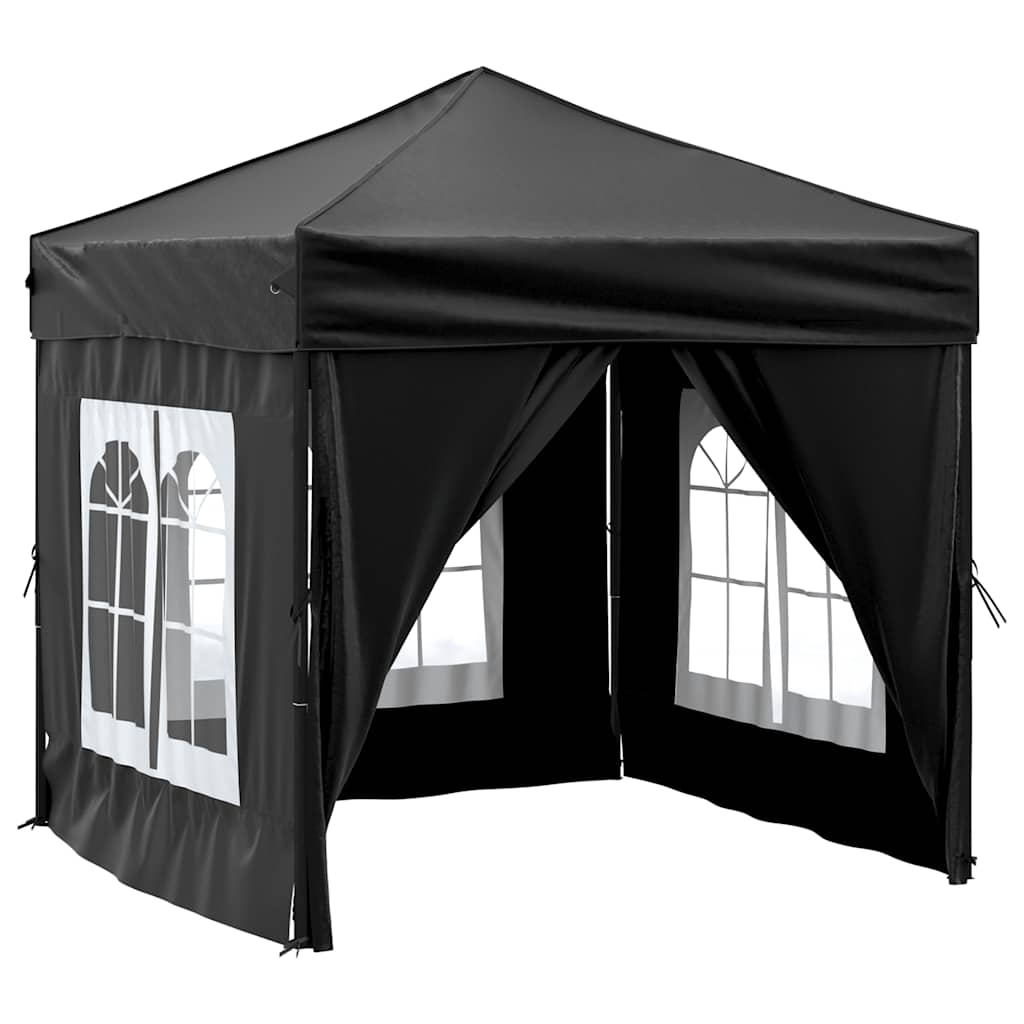 vidaXL carpa para fiestas plegable con paredes laterales negro 2x2 m
