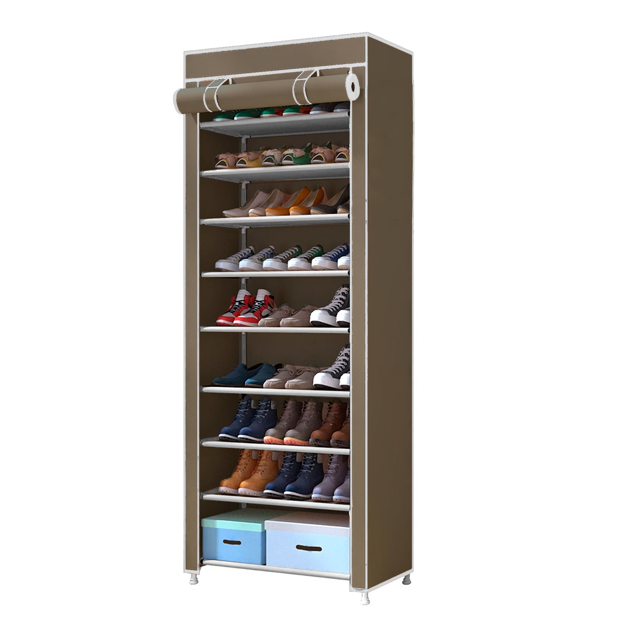 Armario zapatero tela con puerta nyana home 160x60x30cm marron