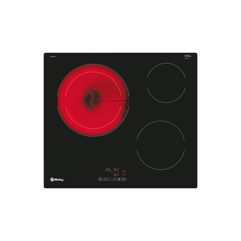 Vitrocerámica balay 3eb715er 60 cm 3 zonas negra cristal