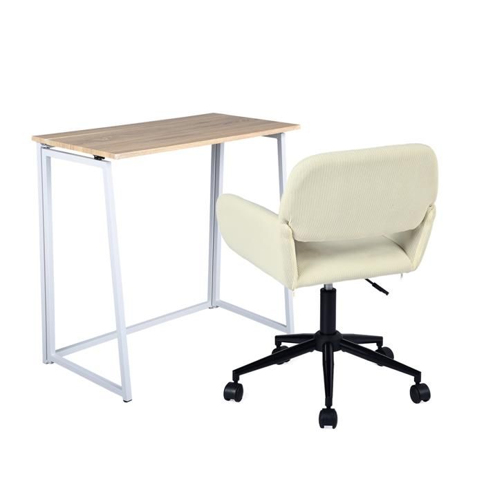 Meubles cosy - escritorio plegable compacto madera con silla beige