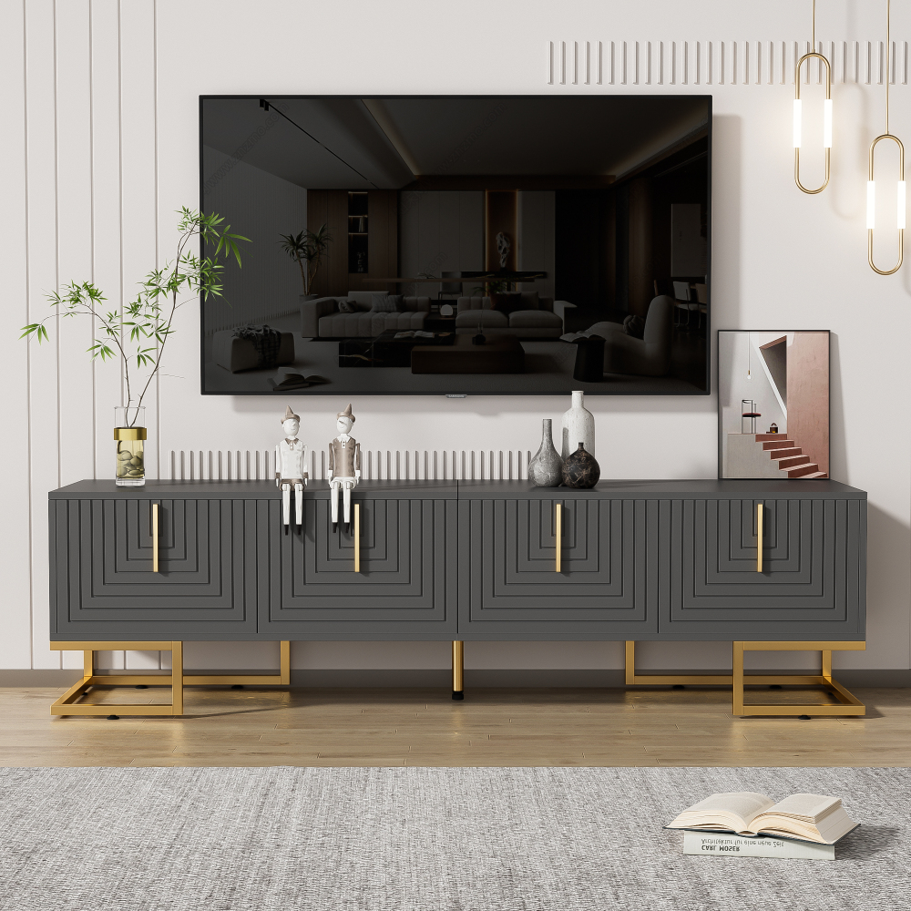 Mueble de tv con 4 puertas gris 45,5x170x40cm