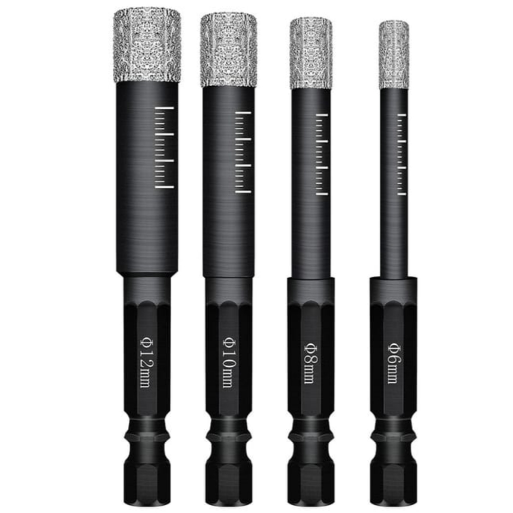 Pack 4 brocas diamante 6-12mm azulejos cerámica vidrio piedra