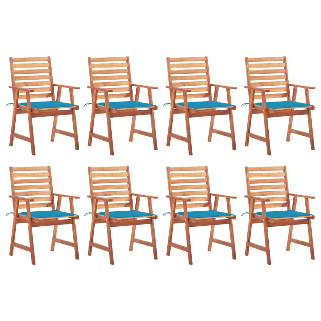 vidaXL sillas comedor de jardín y cojines 8 uds madera maciza acacia
