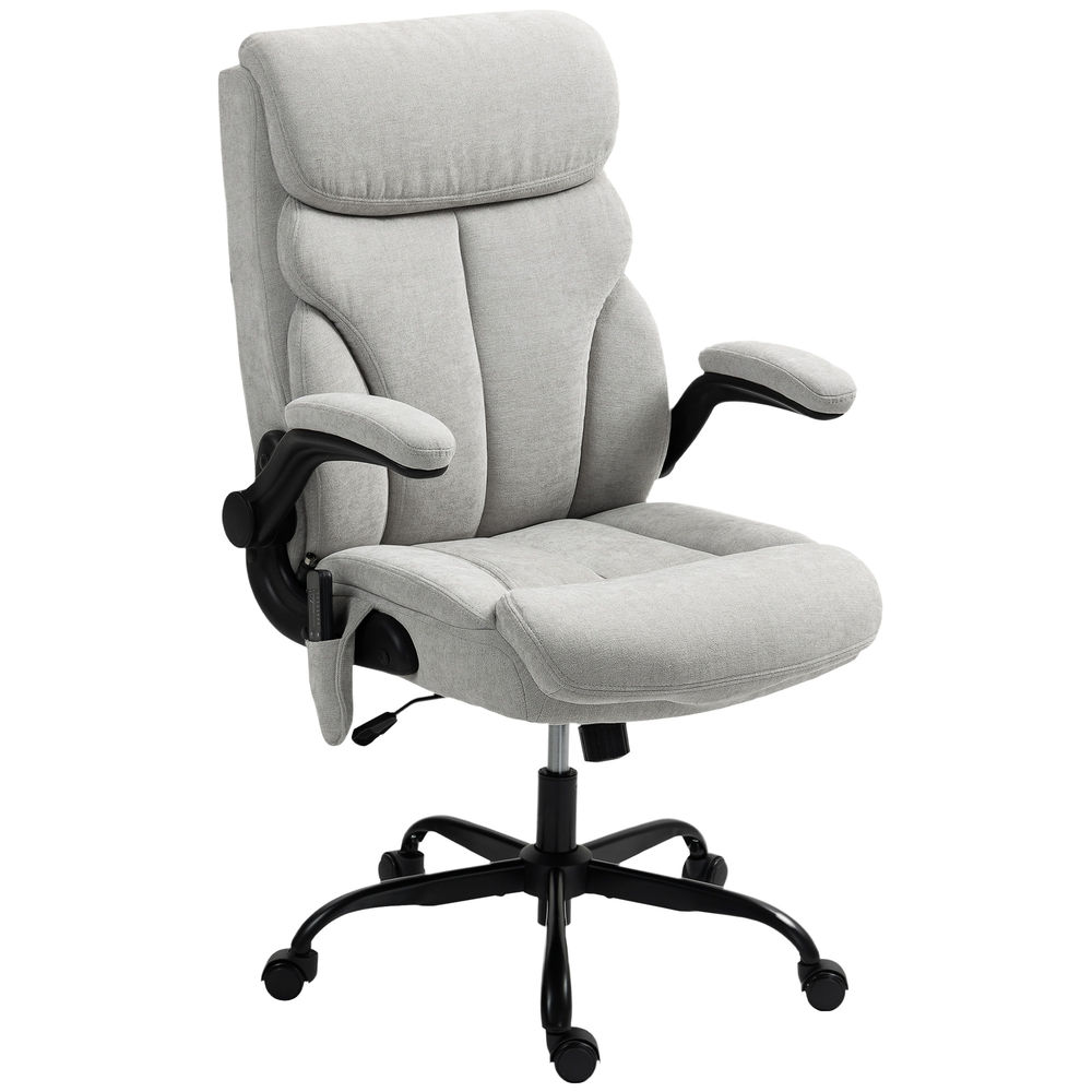 Silla oficina masaje 66x67x121 cm lino sintético color gris Homcom