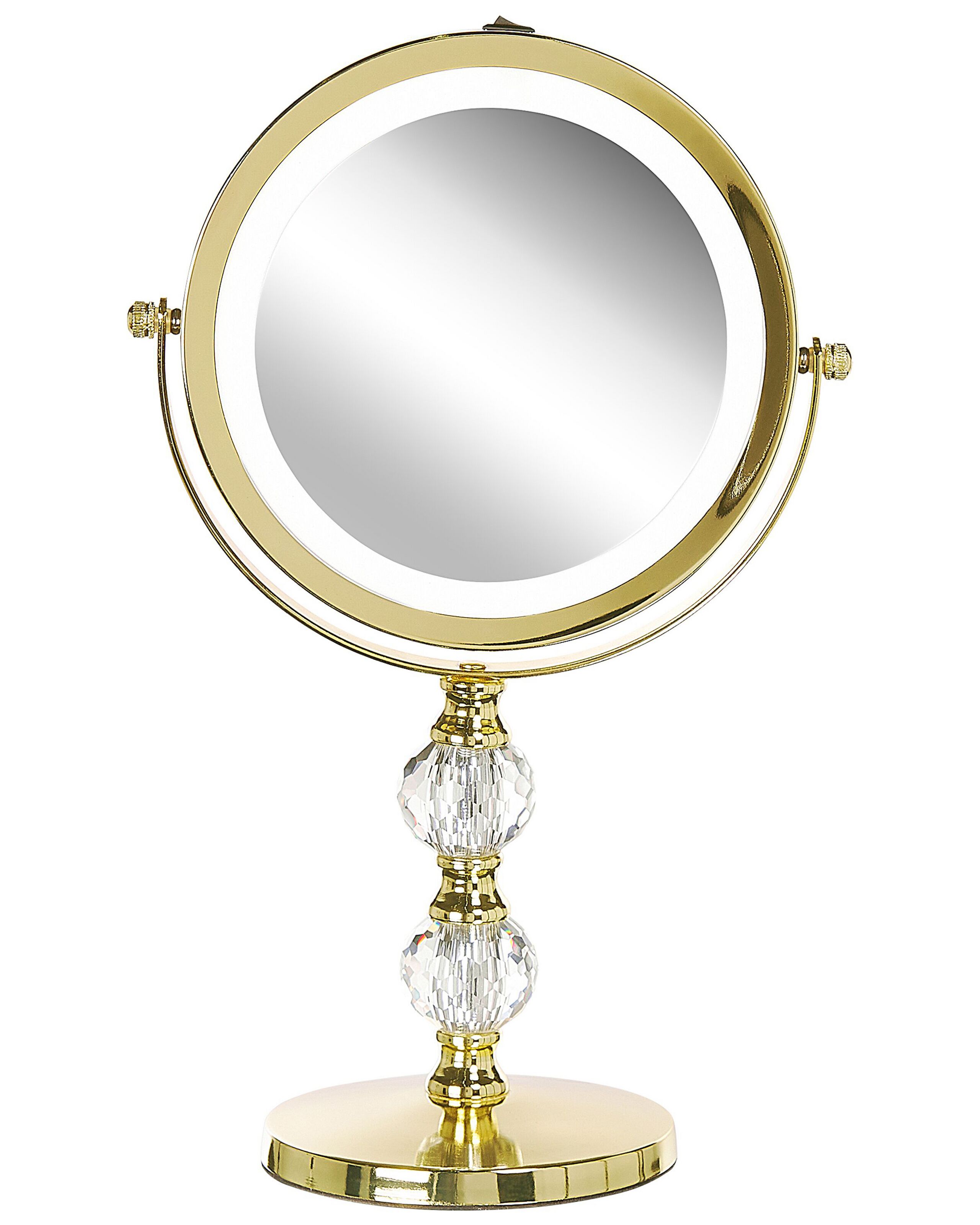 Espejo de maquillaje LED claira dorado