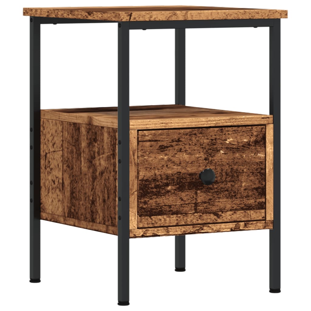 Casa lúmina - mesita de noche madera madeira trabalhada e ferro 34 x 36 x
