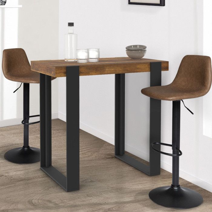 Mesa alta vintage - madera oscura/negra - 90 cm