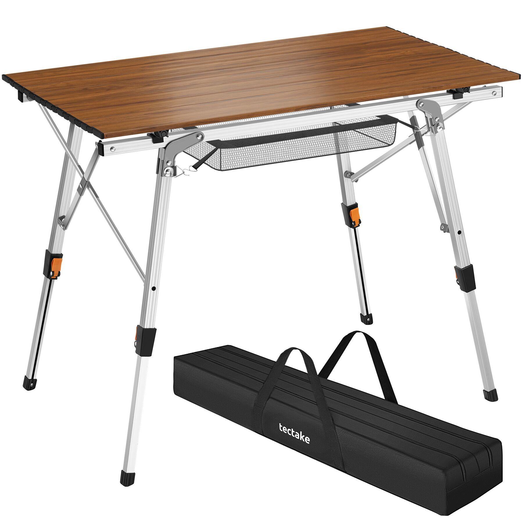 Tectake mesa de camping de aluminio, plegable y regulable 90x52x47 - 70 cm