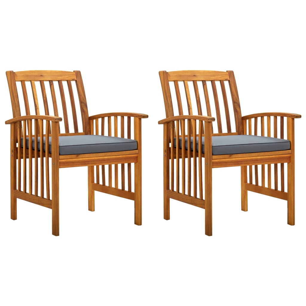 vidaXL sillas de comedor jardín 2 uds con cojines madera maciza acacia