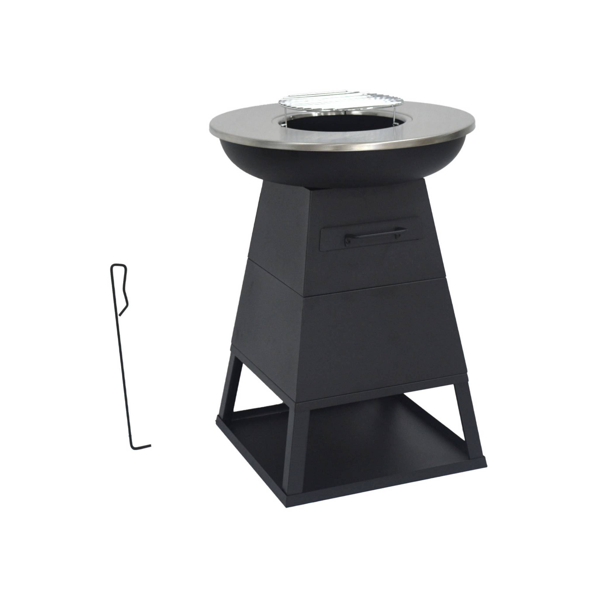 Brasero barbacoa con espacio de almacenamiento, ø59cm negro 59x59x83.2