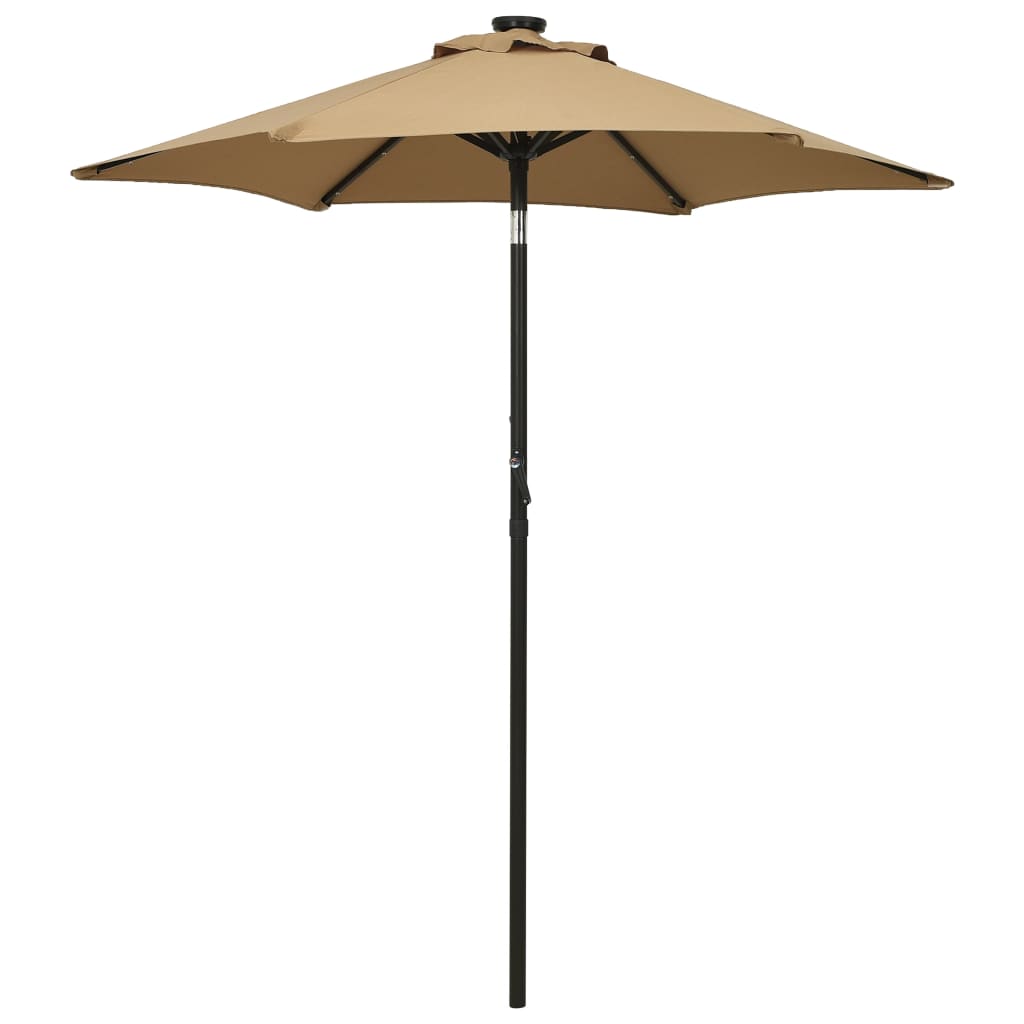 Sombrilla de jardín con luces LED aluminio taupe 200x211 cm eerf7891