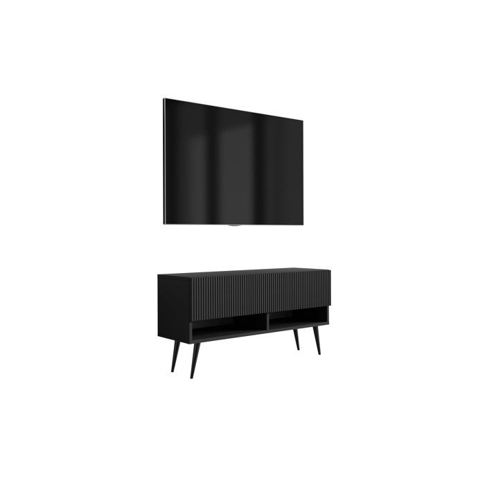 Mueble tv contemporáneo - negro mate - panel laminado - 100 x 32 x 52 cm