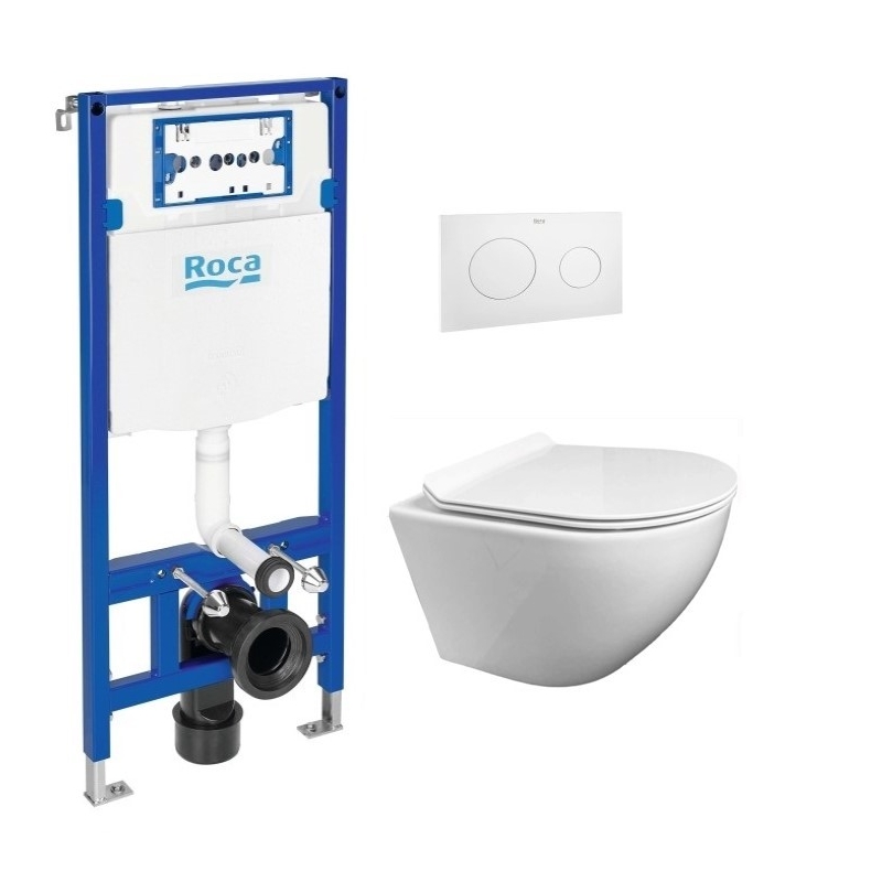 Roca duplo + pl10 blanco mate + wc kp round smart tapa fina