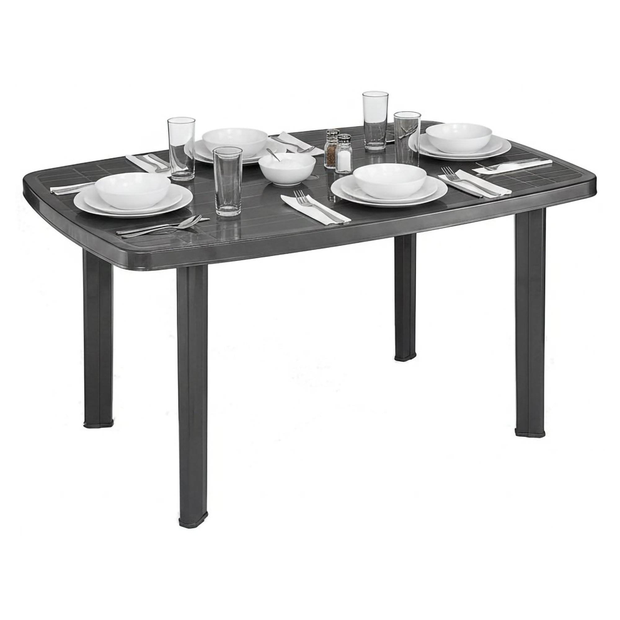 Mesa de exterior greggs, acabado liso, en plástico negro antracita