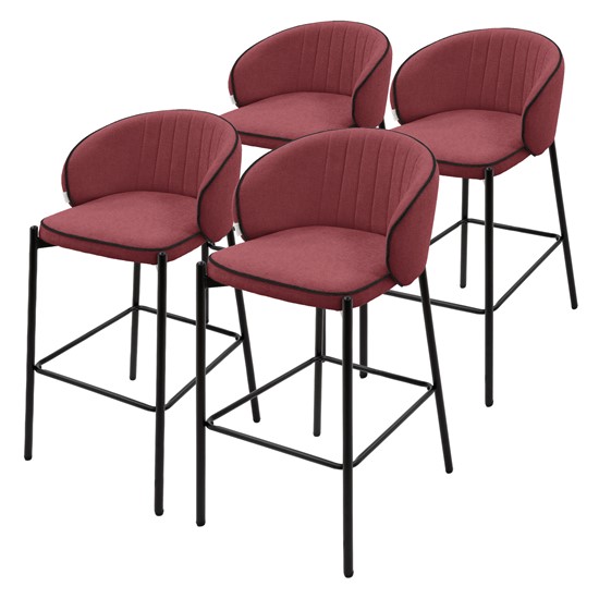 4x taburetes de bar rojos 76cm tapizado tela estructura metálica