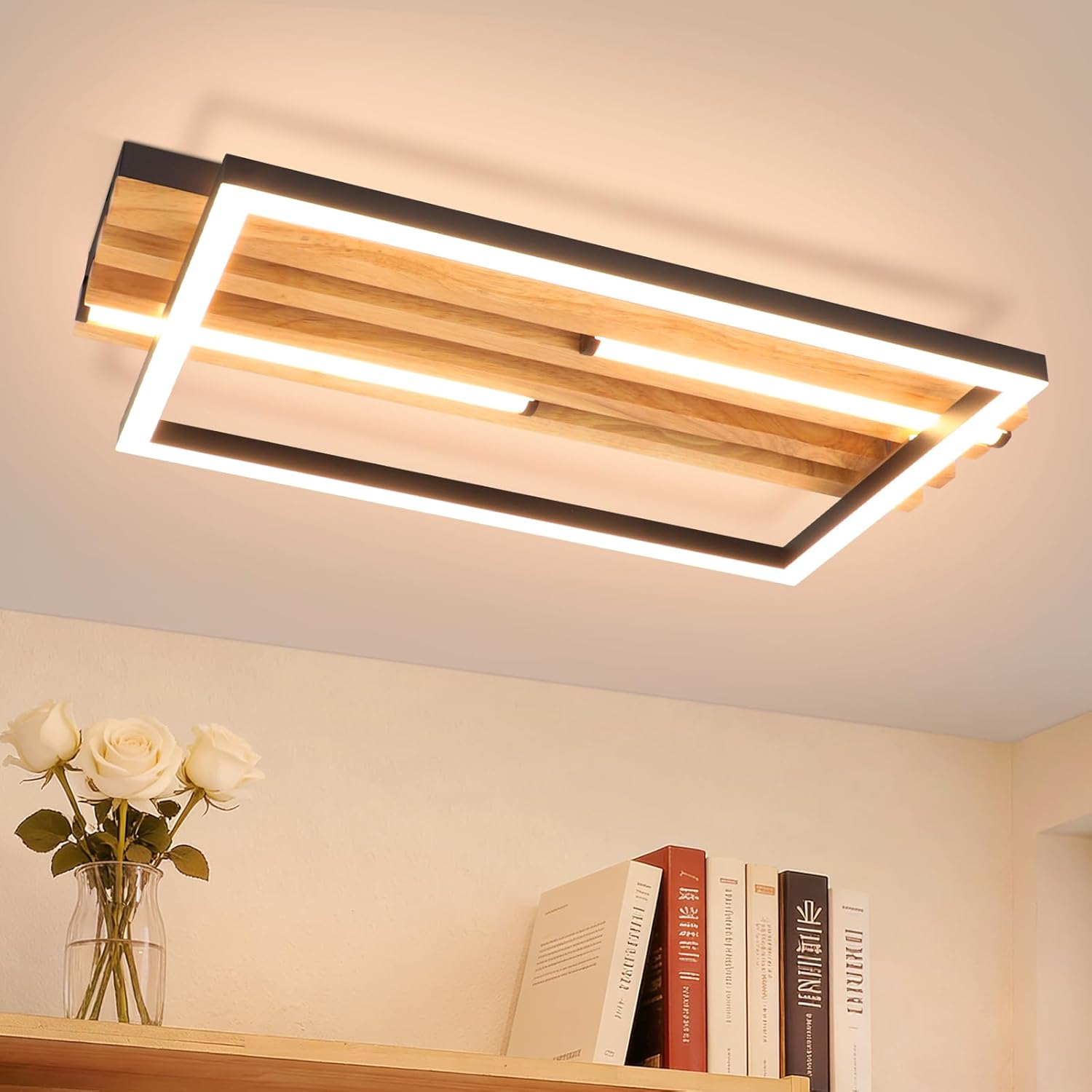 Nettlife lámpara de techo LED integrado marrón 38x21