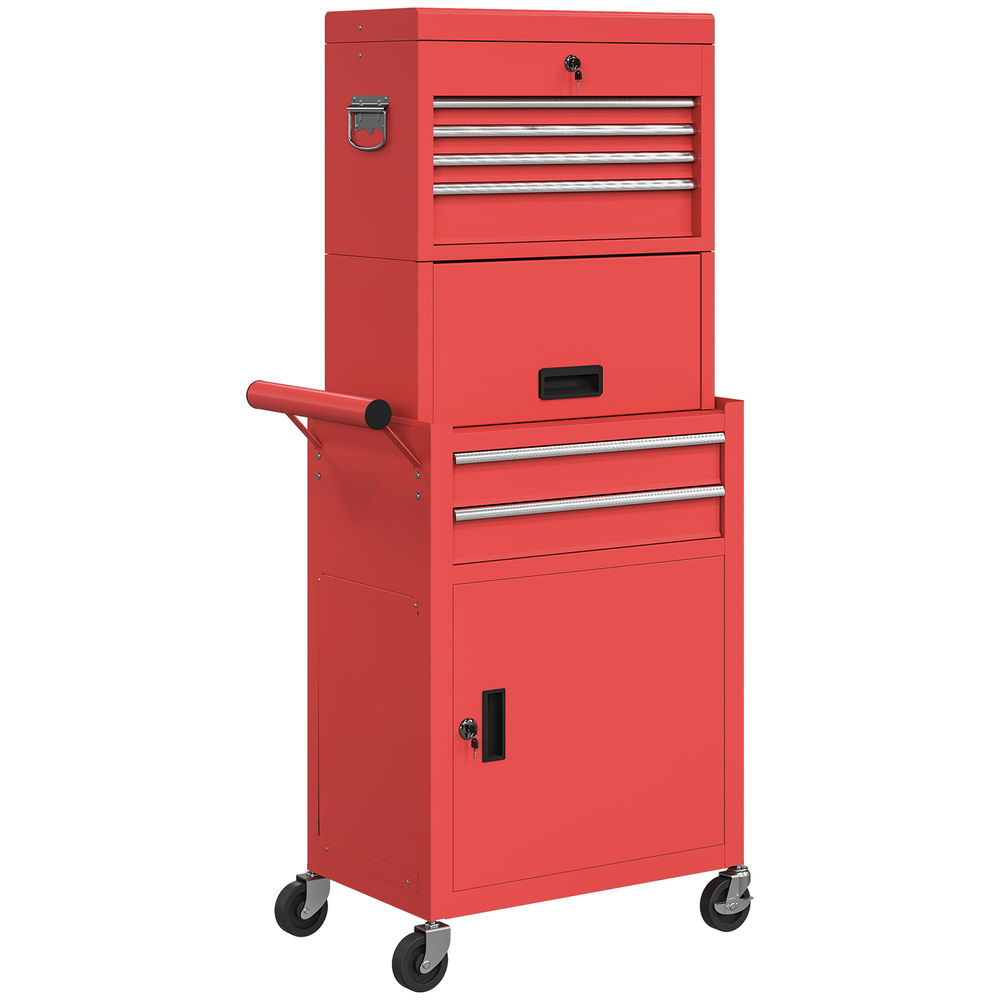 Carro de herramienta 60.5x33.5x131 cm acero color rojo Homcom