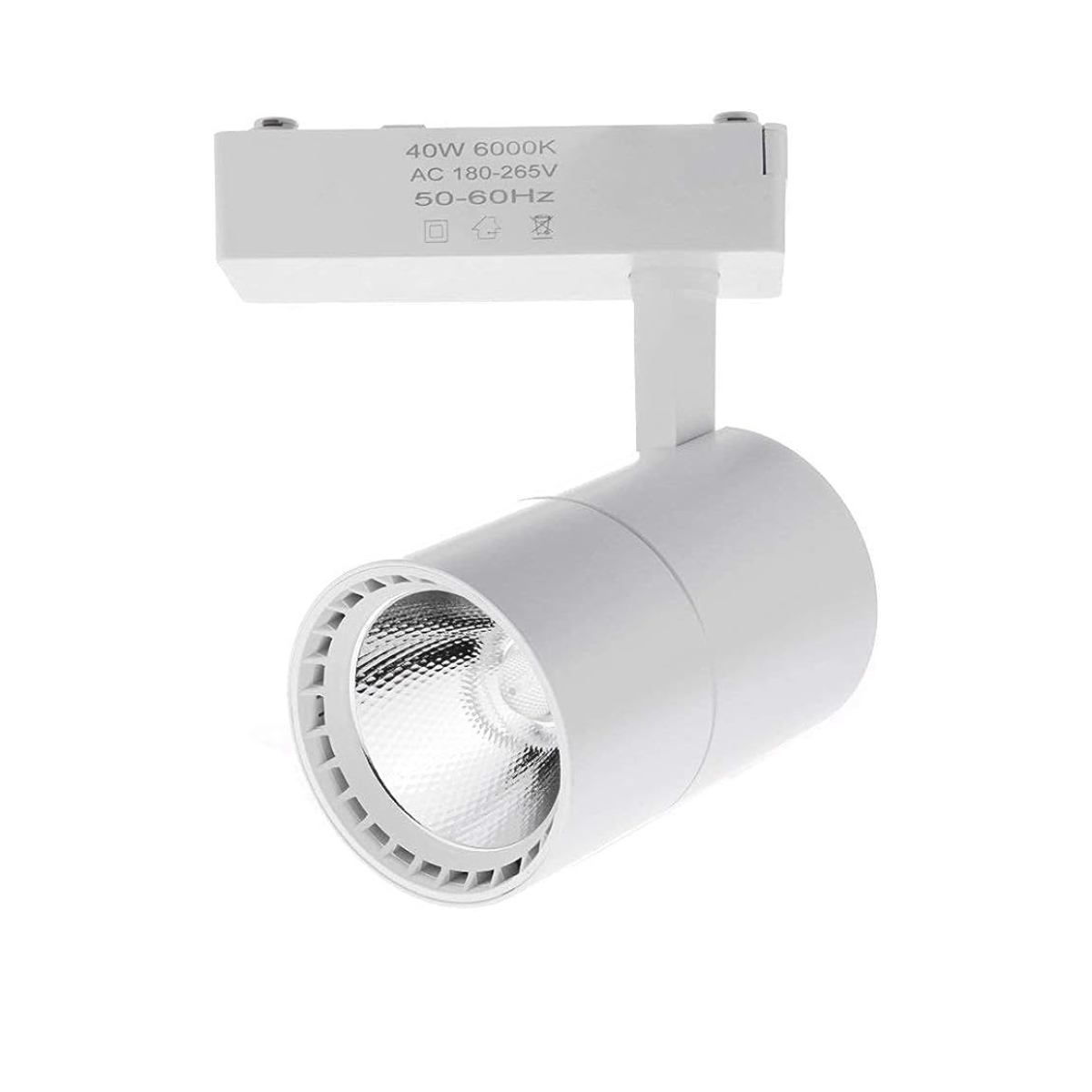 Foco LED carril 40w, luz fria 6000k, 2700 lm, 220v monofásico, blanco