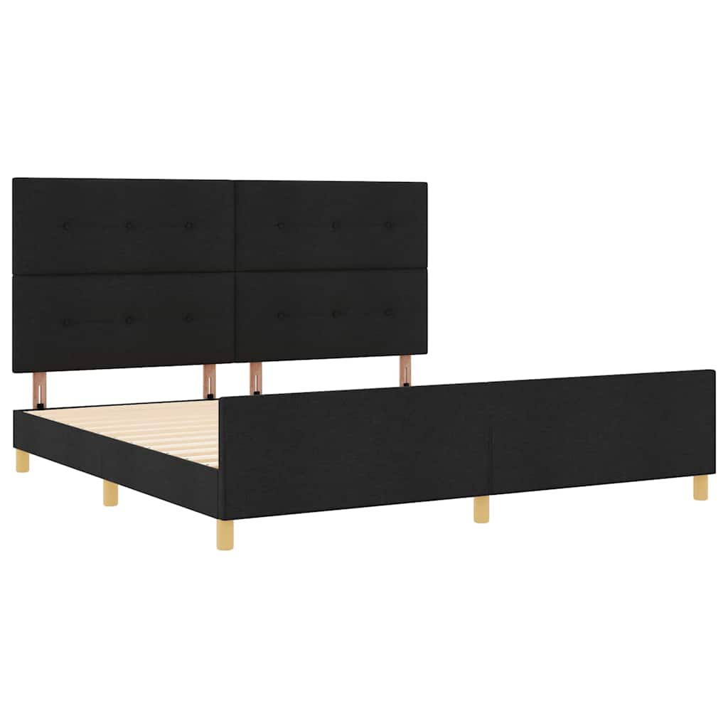 vidaXL estructura de cama con cabecera negro 200 x 200 cm tela