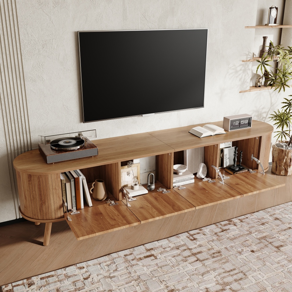Mueble de tv con 4 puertas abatibles roble 47x180x38cm