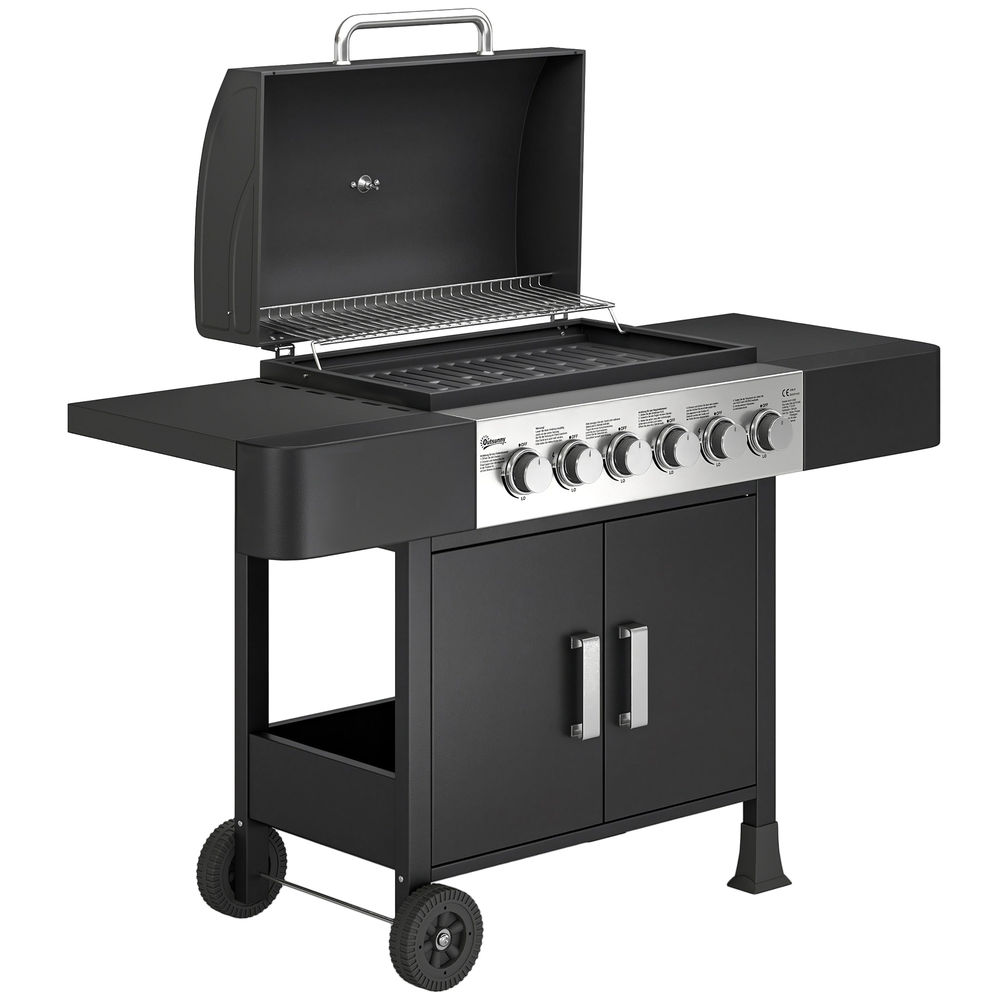 Barbacoa de gas 135x51x101 cm metal, acero inoxidable 846-267V40BK