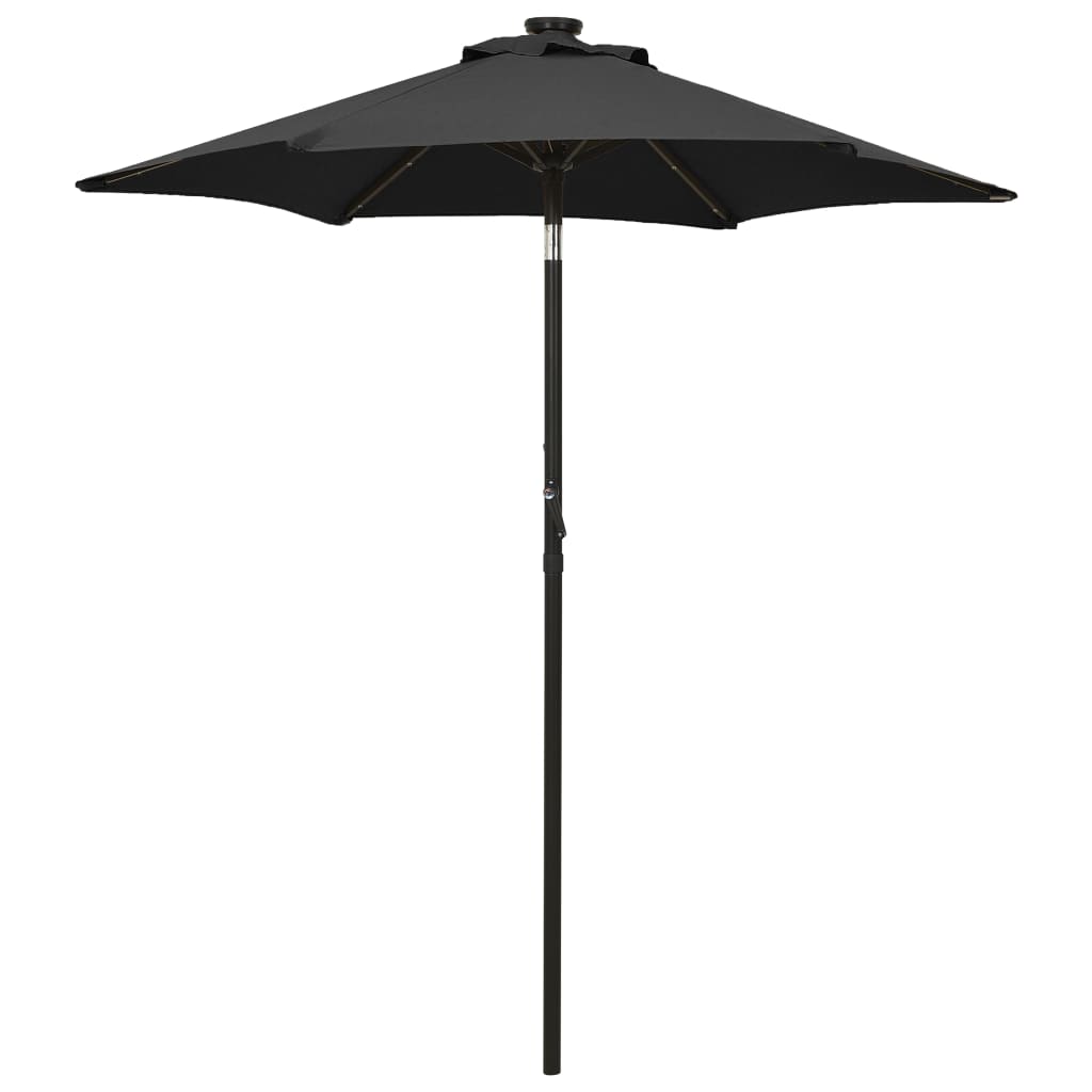 Sombrilla de jardín con luces LED aluminio negro 200x211 cm eerf1339