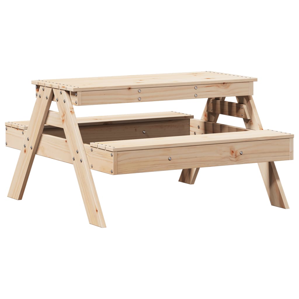 vidaXL mesa de picnic para niños madera maciza de pino 88x97x52 cm