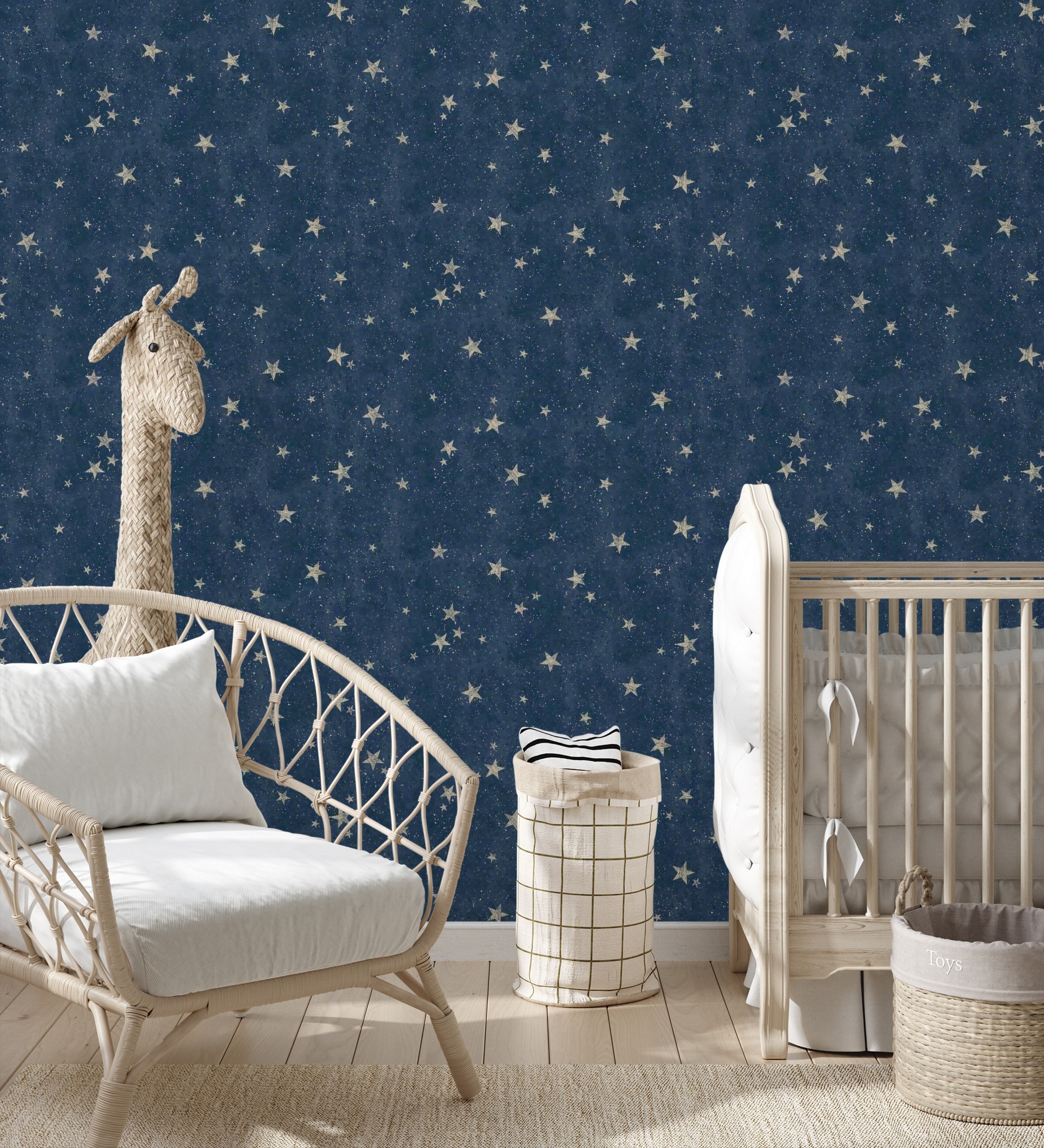 Papel pintado gaulan infantil de cielo azul con estrellas 5.23m²