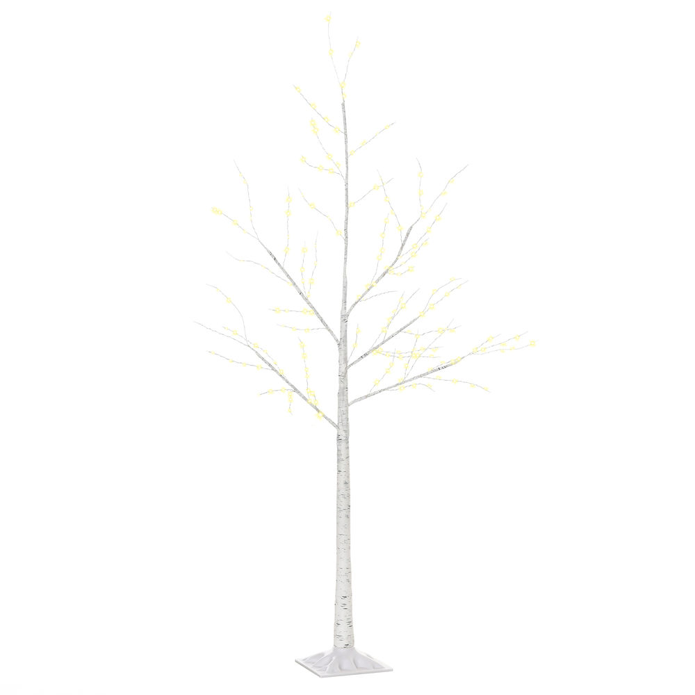 Árbol abedul LED 20x20x150 cm pp y acero color blanco Outsunny