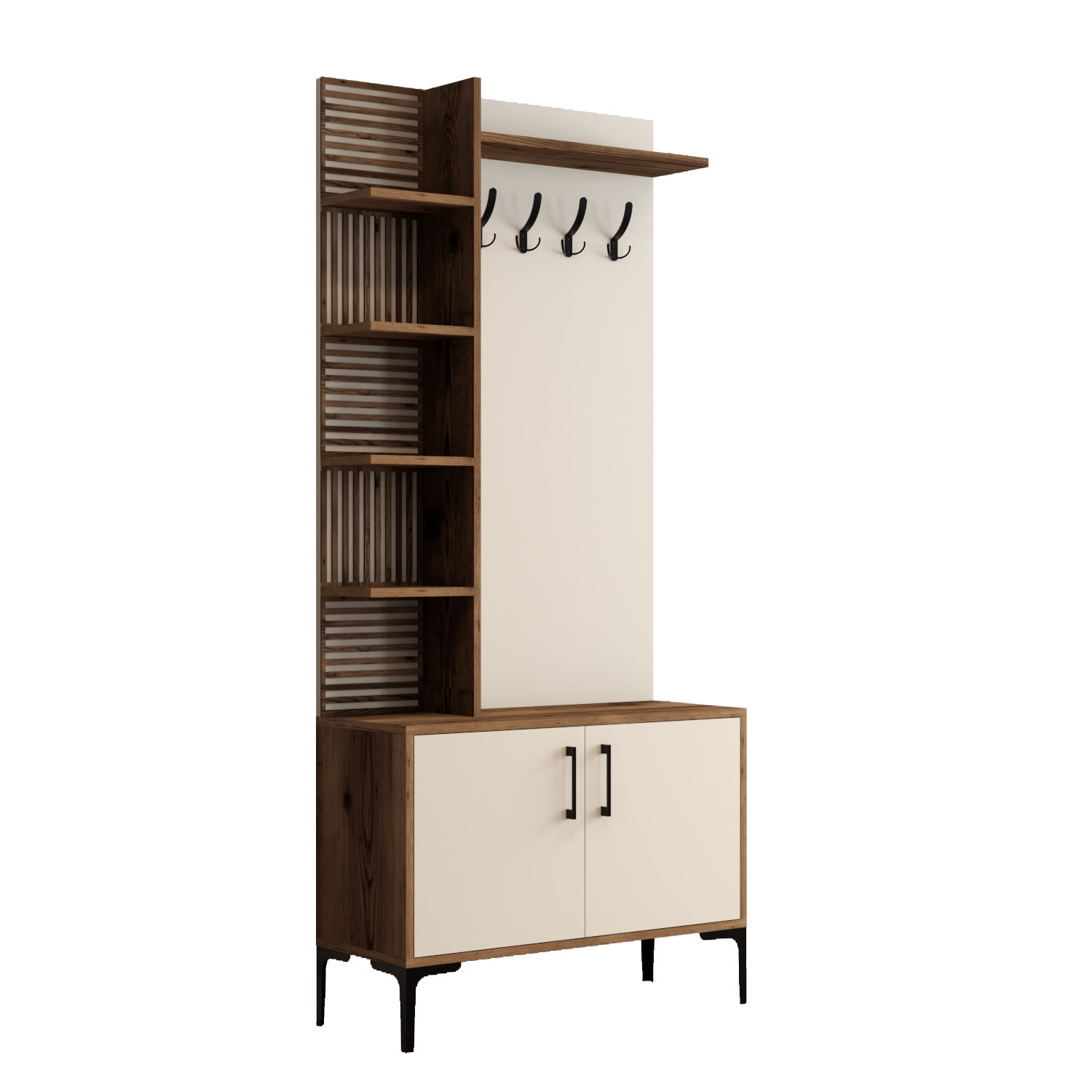 Mueble de recibidor de madera <<viyana d>> - 90 x 35 x 200 cm - color crema